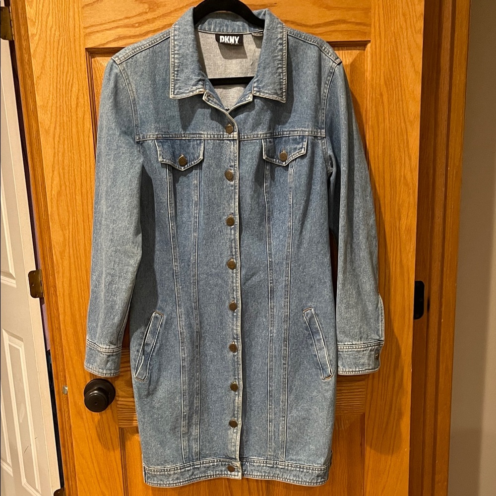 DKNY Women's Longline Blue Jean Coat or dress
Size 12  excellent shape